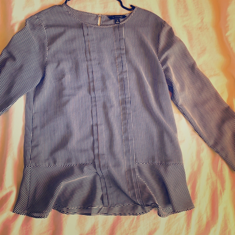 Black and white stripes blouse with fun sleeves